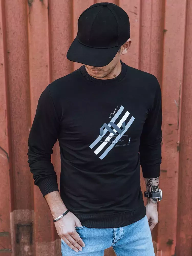 Bluza męska z nadrukiem czarna Dstreet
