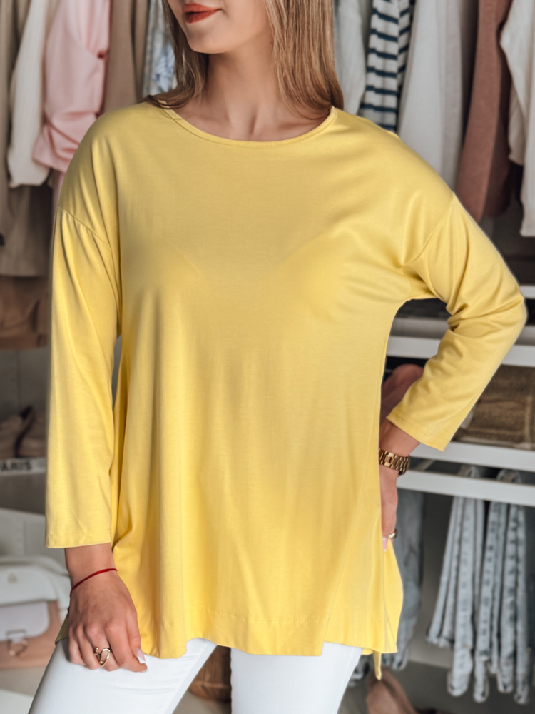 Bluzka damska one size oversize z wisiorkiem COMFILA żółta Dstreet