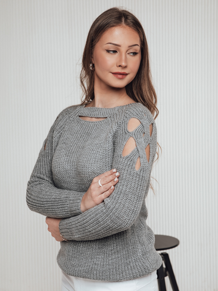 Sweter damski SLITARIA jasnoszary Dstreet