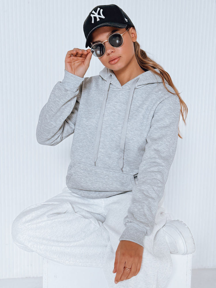 DStreet Bluza damska BASIC z kapturem szara