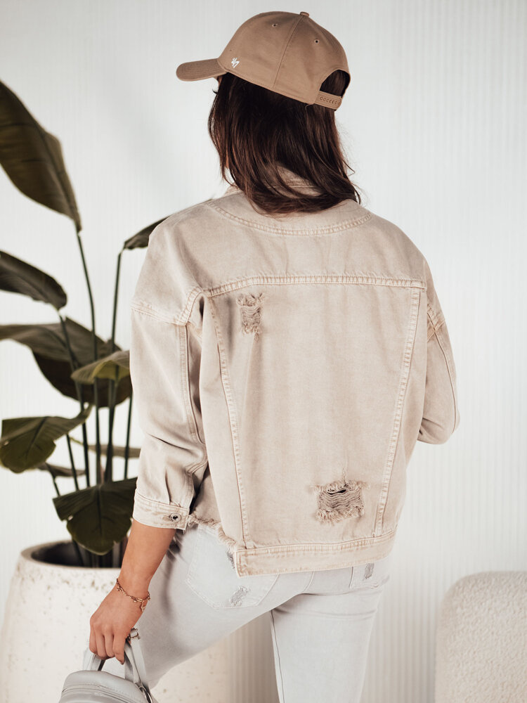 Kurtka damska jeansowa oversize MOLI ciemnobeżowa Dstreet