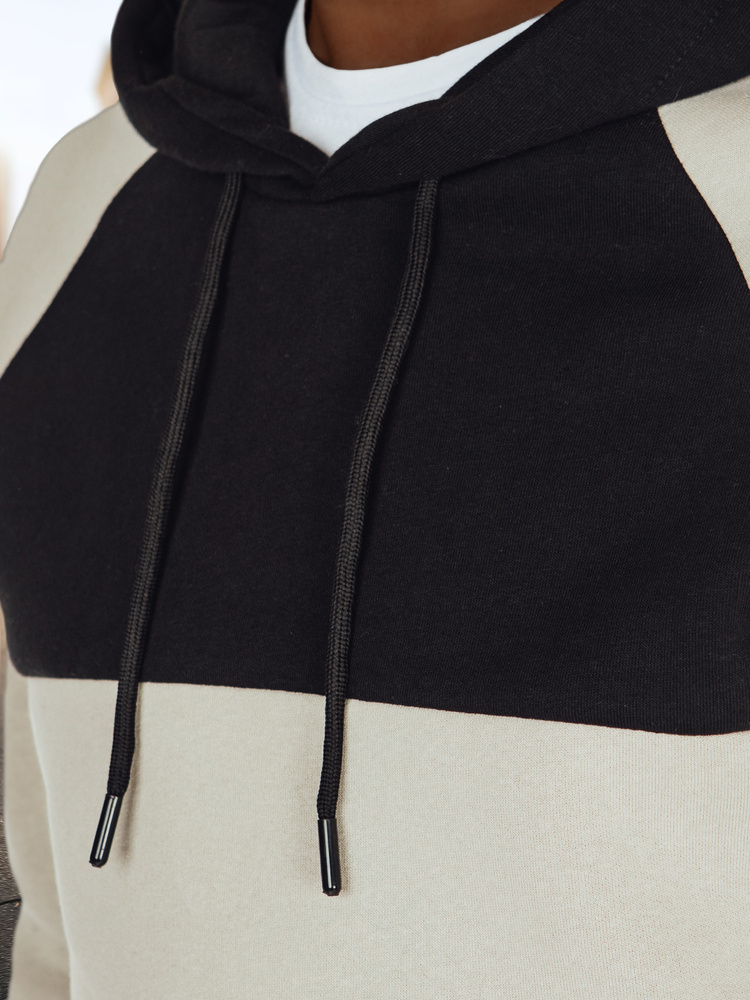 Bluza męska basic z kapturem w popielato-czarne paski Dstreet