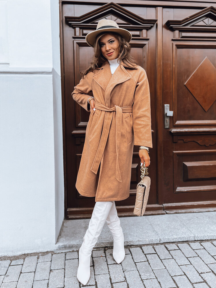 Płaszcz damski jesienny NANCY kamelowy Dstreet