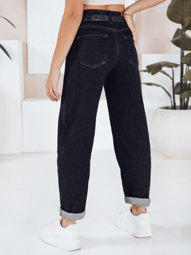Jeansy damskie balloon fit granatowe Dstreet