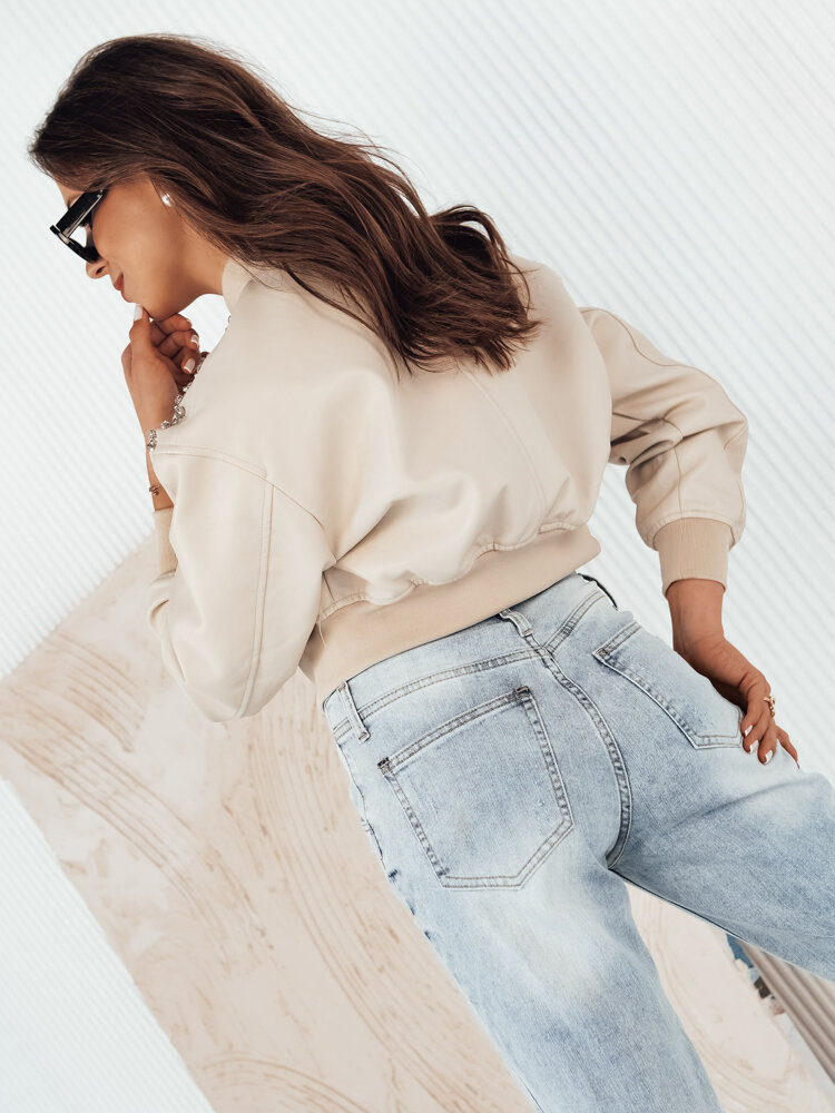 Kurtka damska skórzana PRIDA beżowa Dstreet