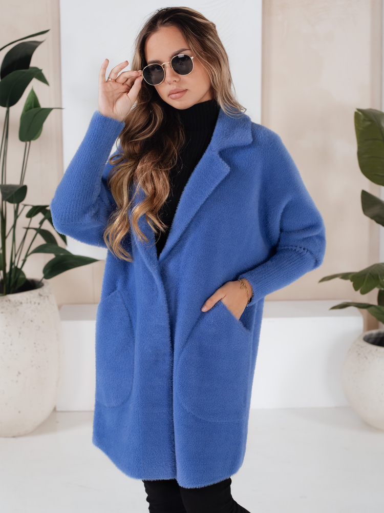 Płaszcz damski ala alpaka RITA II niebieski Dstreet