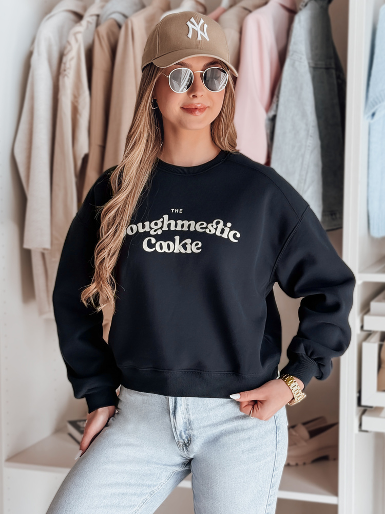 Bluza damska oversize z nadrukiem COOKIES granatowa Dstreet