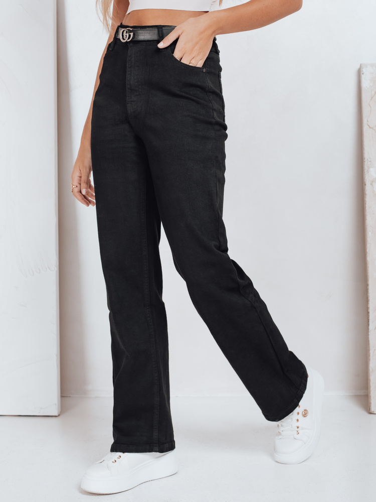 Jeansy damskie wide leg czarne Dstreet