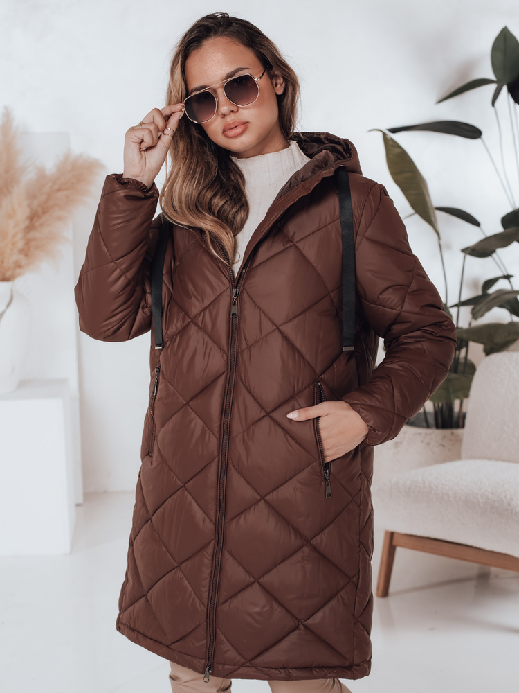 Kurtka zimowa damska SNOWVIBE brązowa pikowana Dstreet