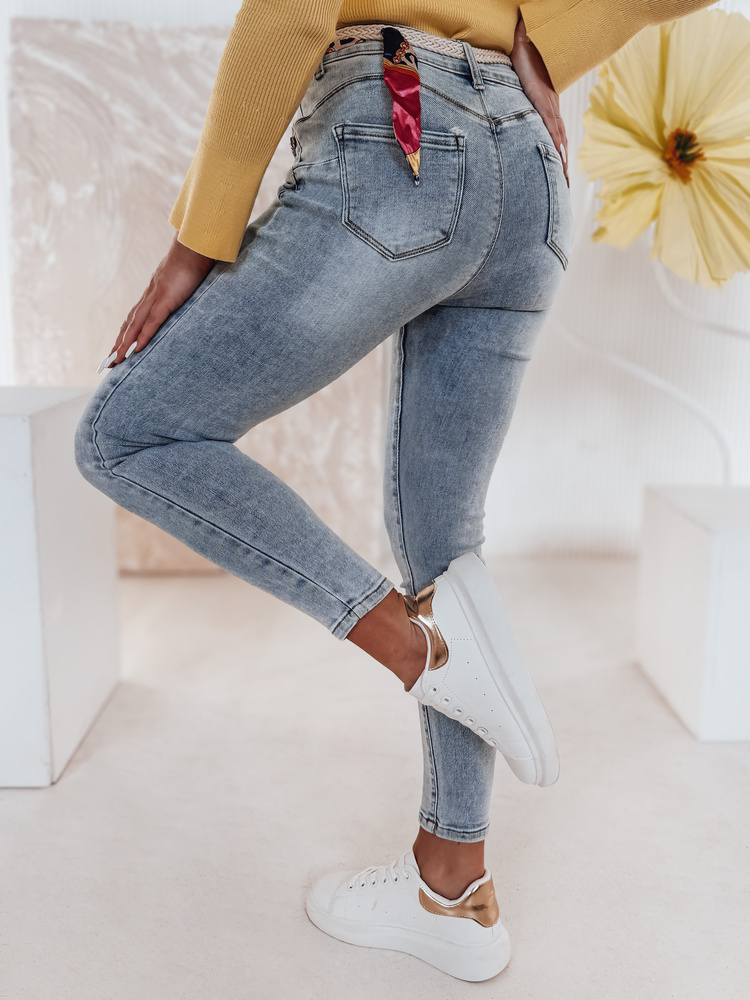 Spodnie damskie jeansowe skinny TRENDIFIX z paskiem niebieskie Dstreet