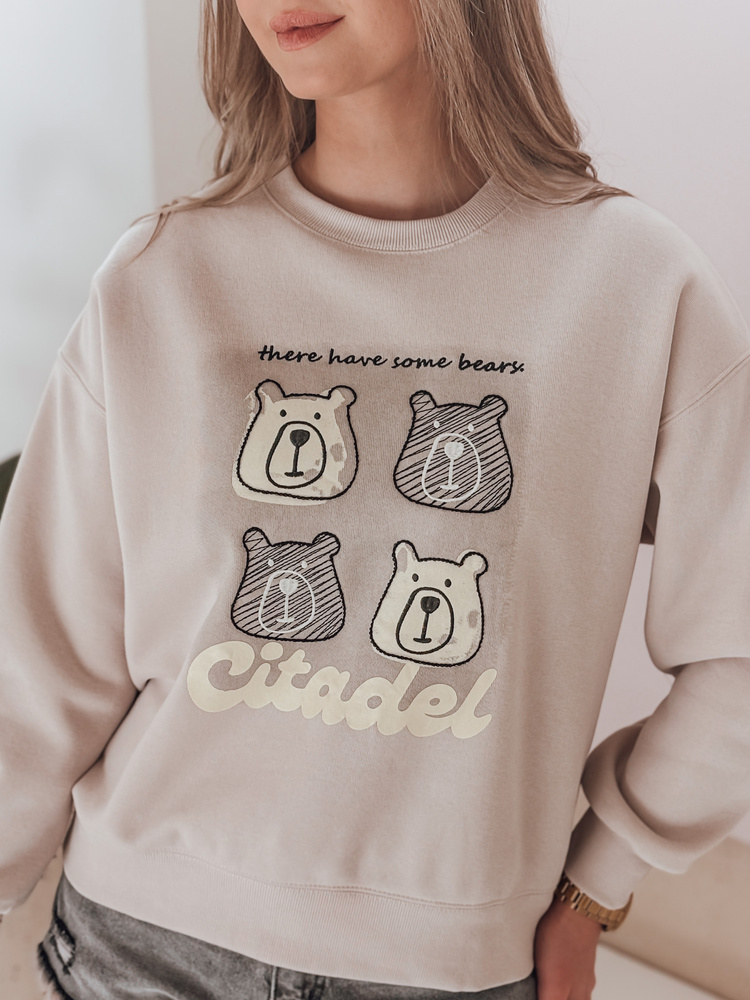 Bluza damska oversize z misiami MISOBEARS beżowa Dstreet