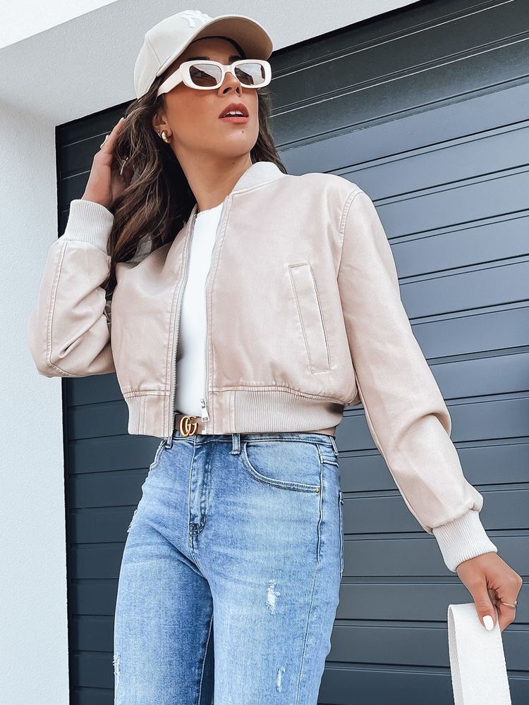 Kurtka damska skórzana bomberka SANTOL beżowa Dstreet