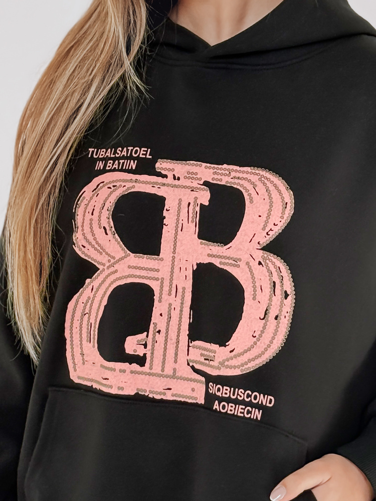 Bluza damska oversize z kapturem LITESSO czarna Dstreet