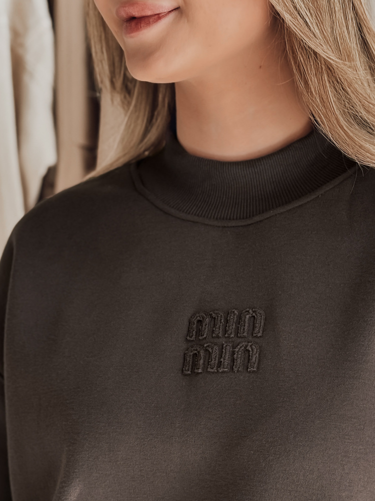 Bluza damska oversize z naszywką LOVASON mokka Dstreet