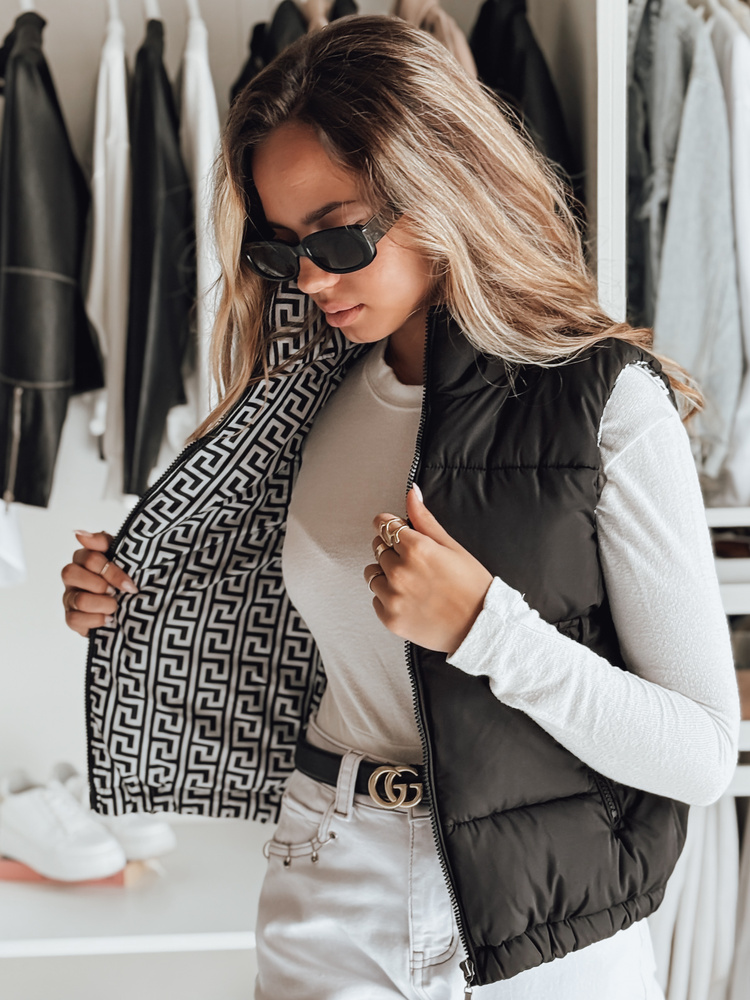 Vestă matlasată neagră pentru femei URBANELLE