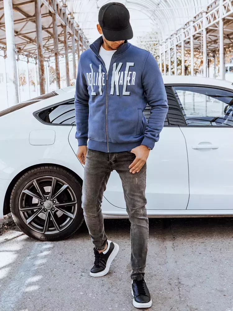 Bluza męska rozpinana z nadrukiem indygo Dstreet
