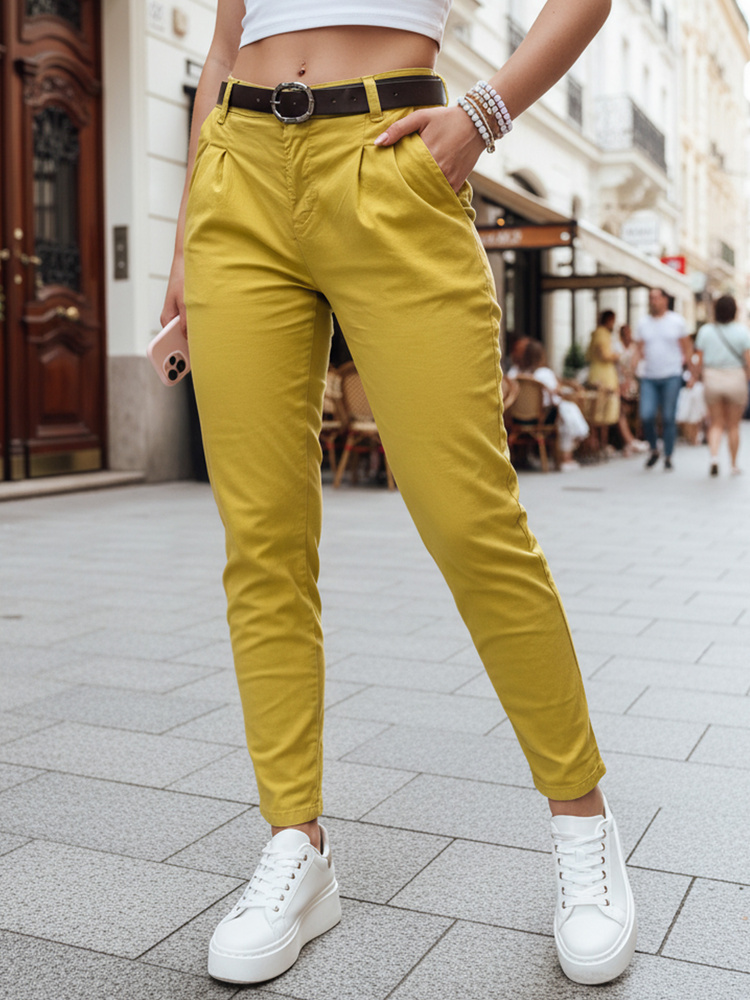 Dámske chinos nohavice MODELA s opaskom, musztardové