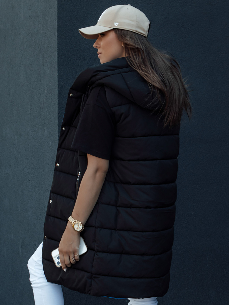 Vestă lungă matlasată cu glugă pentru femei CHESTER