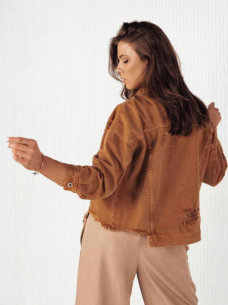 Kurtka damska jeansowa oversize MOLI kamelowa Dstreet