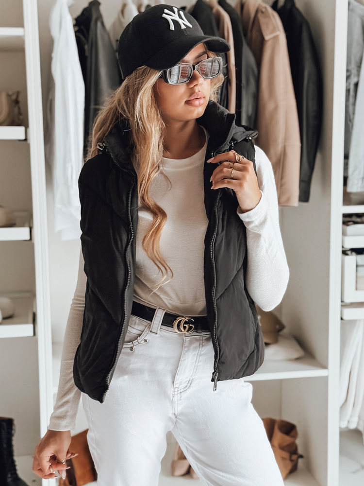 Vestă matlasată neagră pentru femei LIKEHUGS