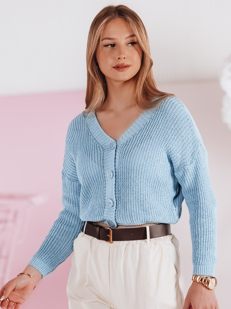 Swter damskie one size oversize prążkowany SWEETDREAM niebieski Dstreet