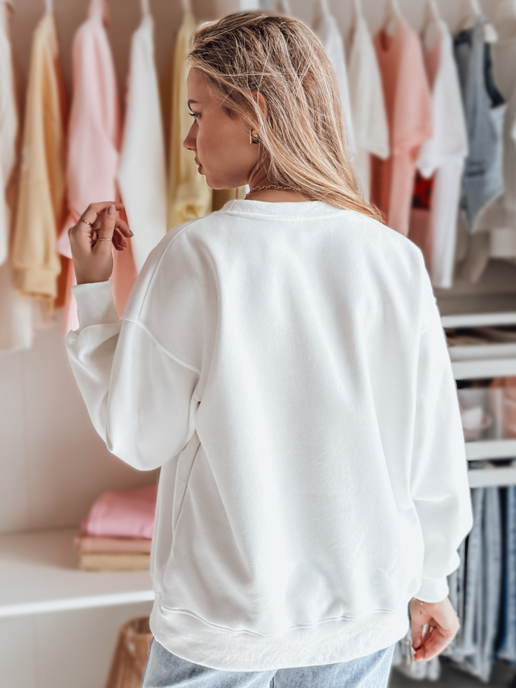 Bluza damska oversize z haftem DOGSWEETY biała Dstreet