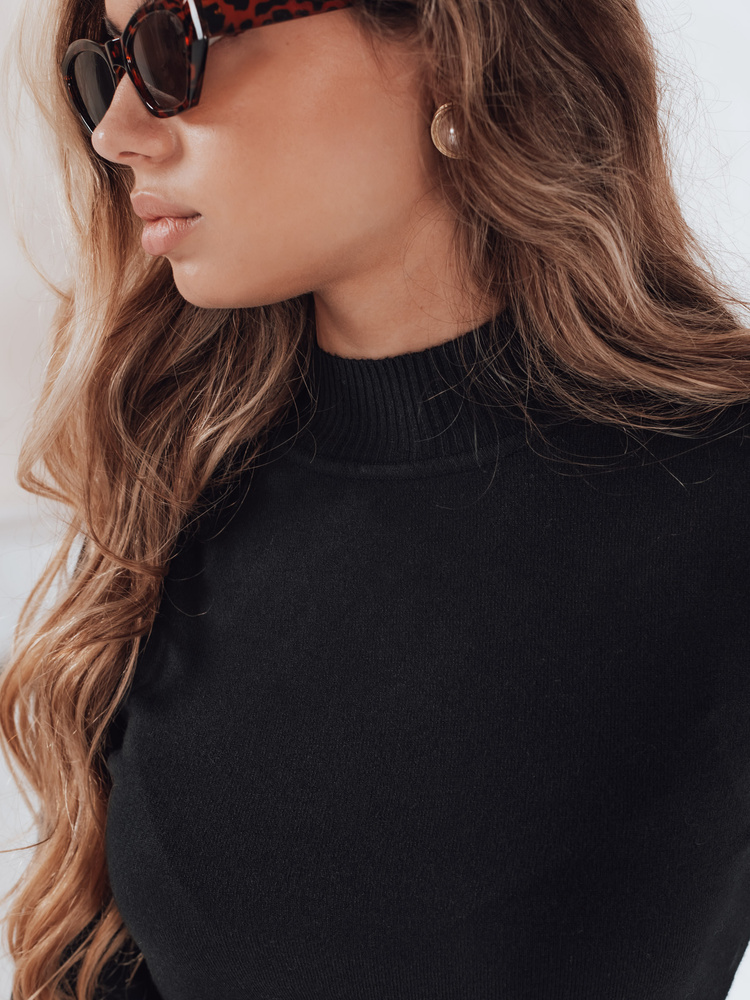 Pulover negru cu guler înalt pentru femei TARLENA