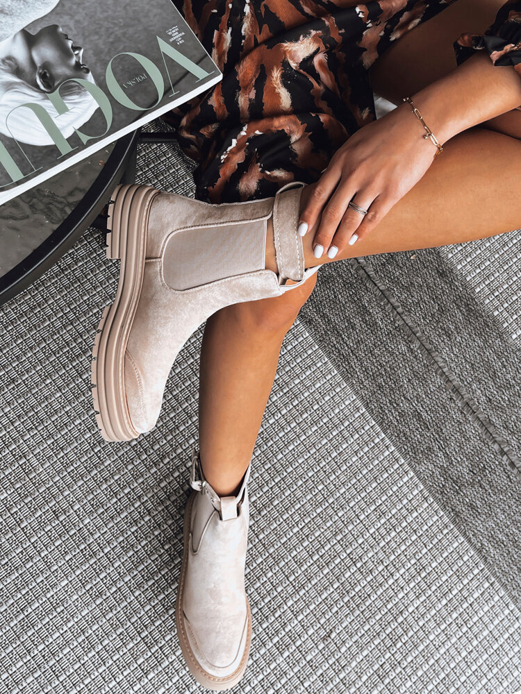 Botki damskie MADDEN beżowe Dstreet