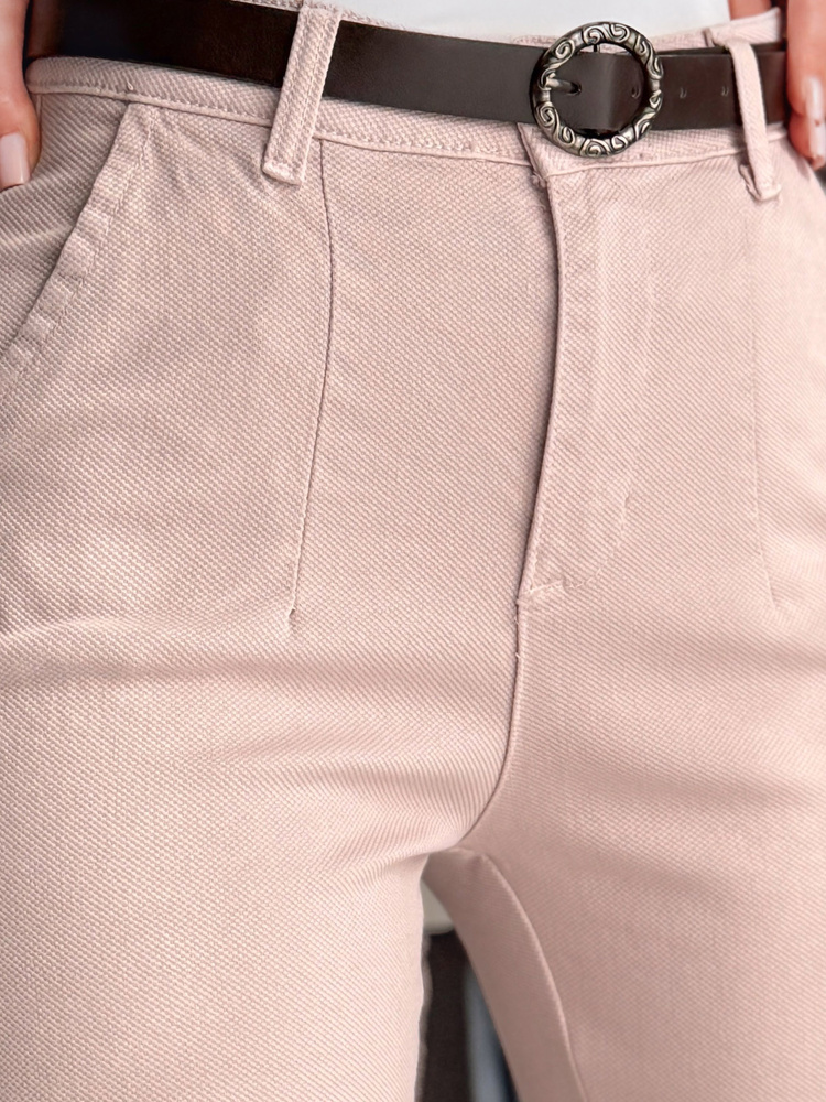 Dámske slim fit nohavice s opaskom TAIRONIK ružové