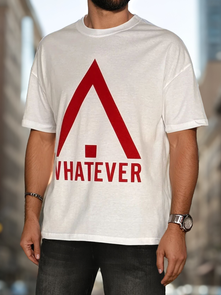 Tricou alb cu inscripția WHATEVER