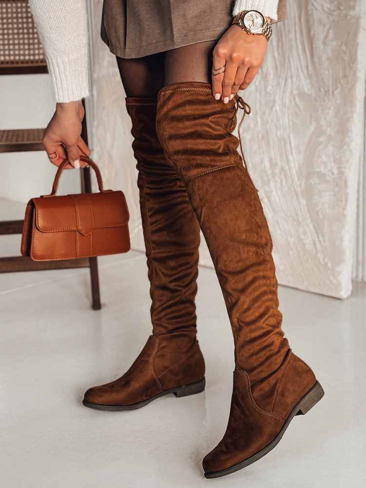 Kozaki damskie ALLUNIT kamelowe Dstreet