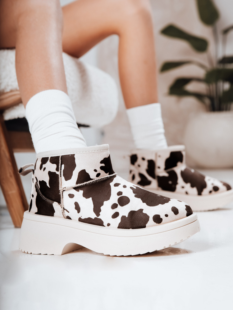 Cizme de zăpadă pentru femei cu imprimeu de vacă