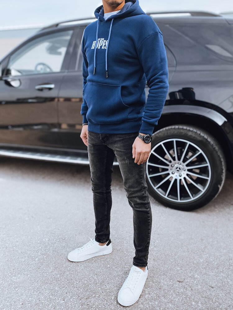Bluza męska z nadrukiem granatowa Dstreet