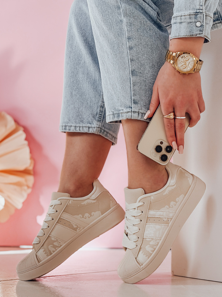 Teniși bej pentru femei cu platformă LUCIOS