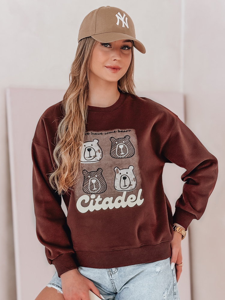Bluza damska oversize z misiami MISOBEARS bordowa Dstreet