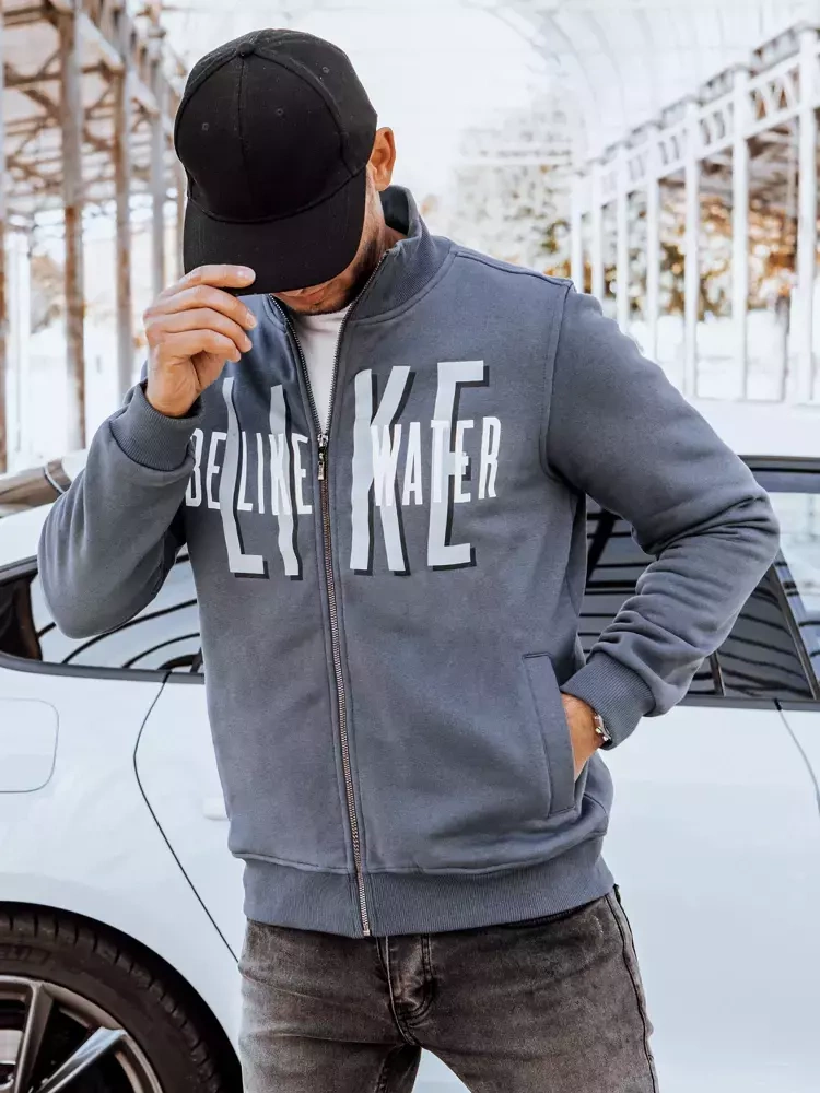 Bluza męska rozpinana z nadrukiem ciemnoszara Dstreet
