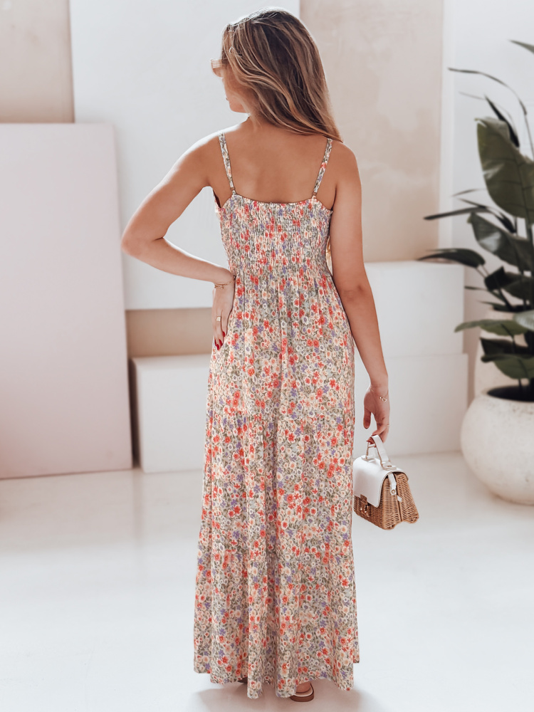 Sukienka maxi FLORALUSH w kwiaty fioletowo-pomarańczowe Dstreet