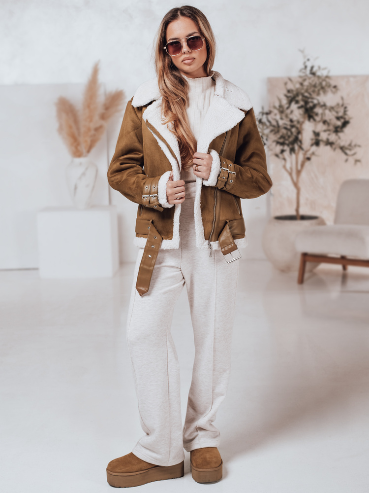 Jachetă de damă din piele întoarsă cu blană LEVERINO