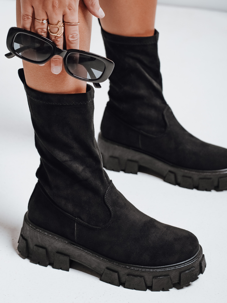 Ghete negre de damă cu platformă până la gleznă