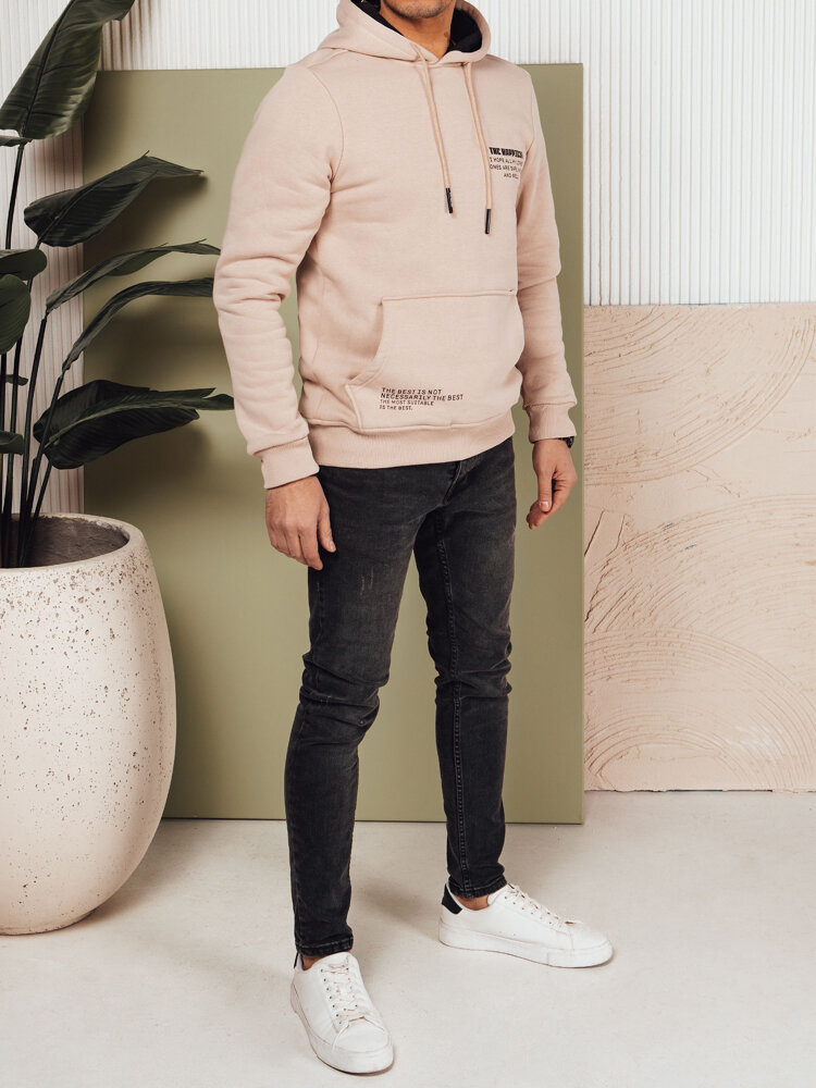 Bluza męska z kapturem jasnobeżowa Dstreet