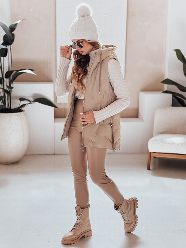 Vestă cu glugă de cămilă pentru femei