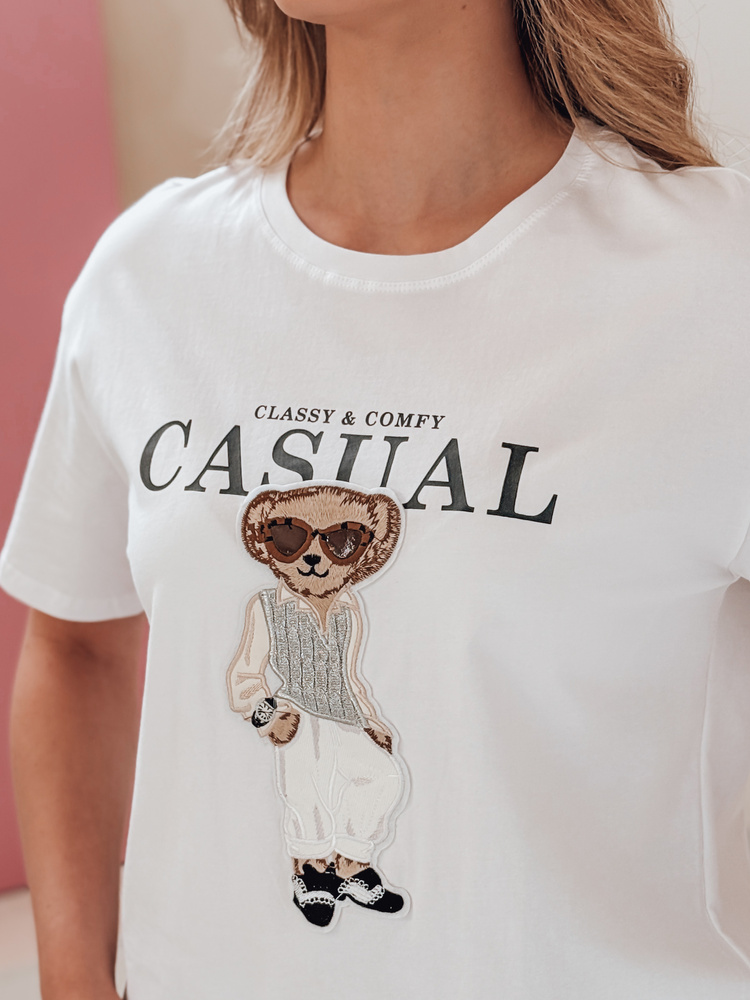 Tricou alb cu ursuleț de pluș MISTREET