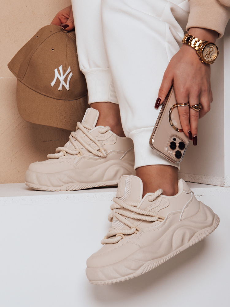 Teniși de damă cu platformă LALANDRA, bej