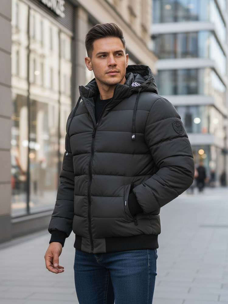 Мъжко зимно яке с качулка