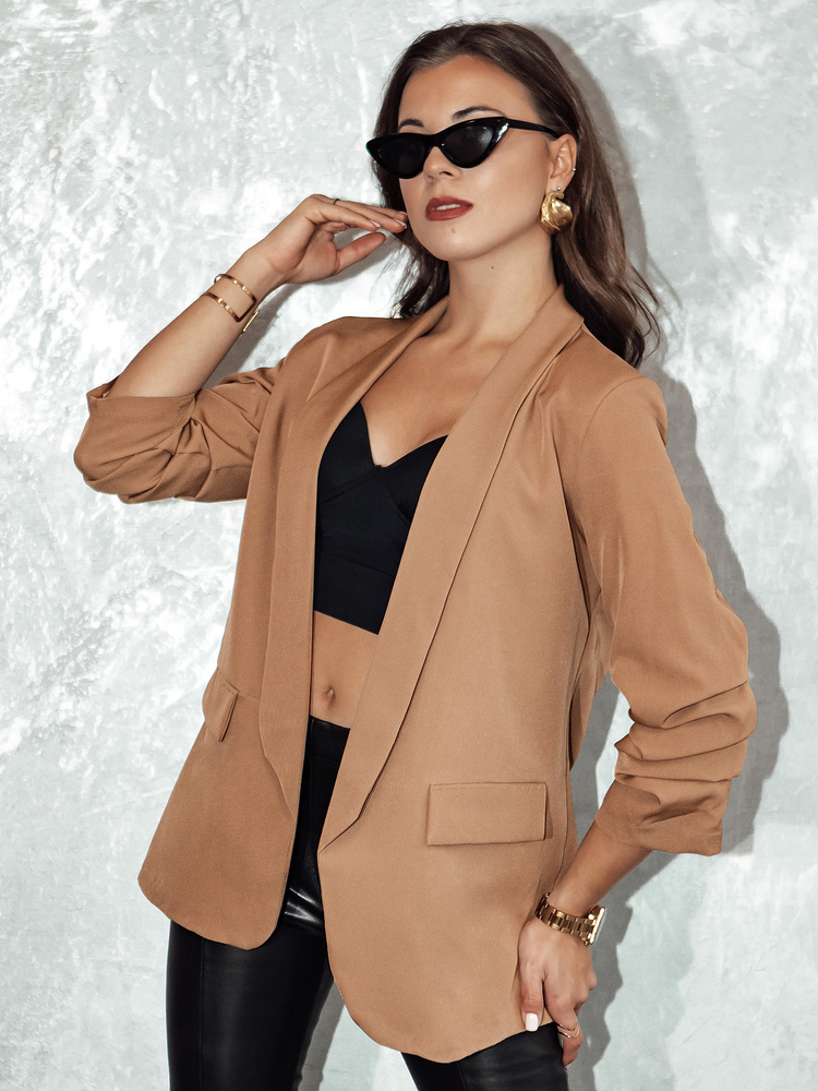Marynarka damska one size MARANTTA kamelowa Dstreet