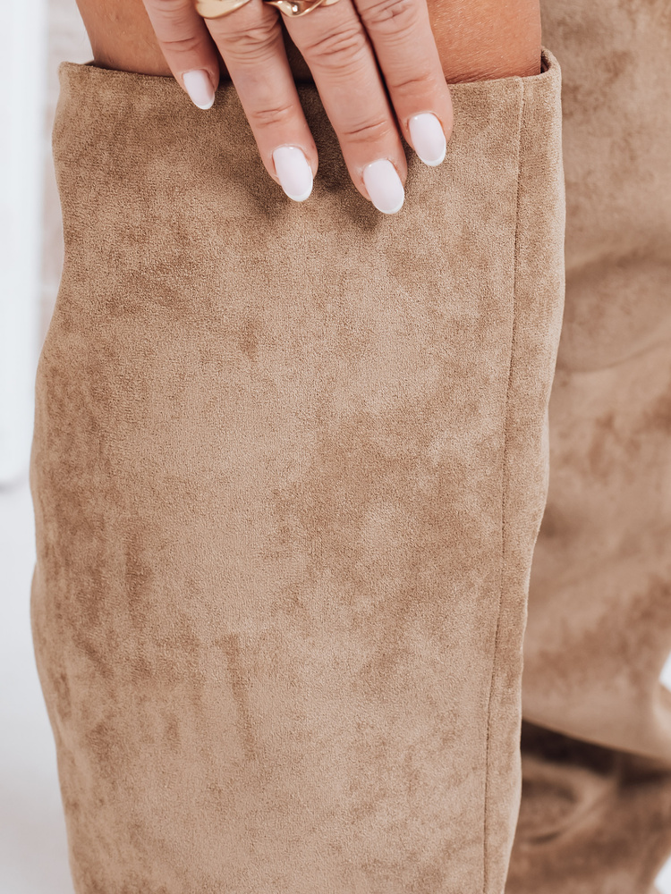 Ghete de damă din piele întoarsă cu partea superioară din jder