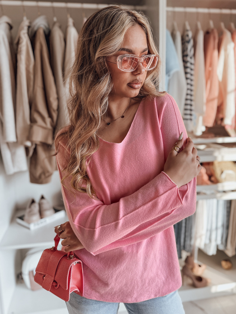Sweter damski one size długi SOFTIL różowy Dstreet