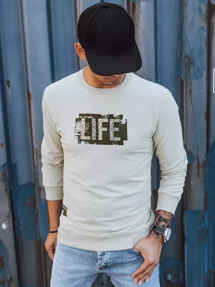 Bluza męska z nadrukiem beżowa Dstreet