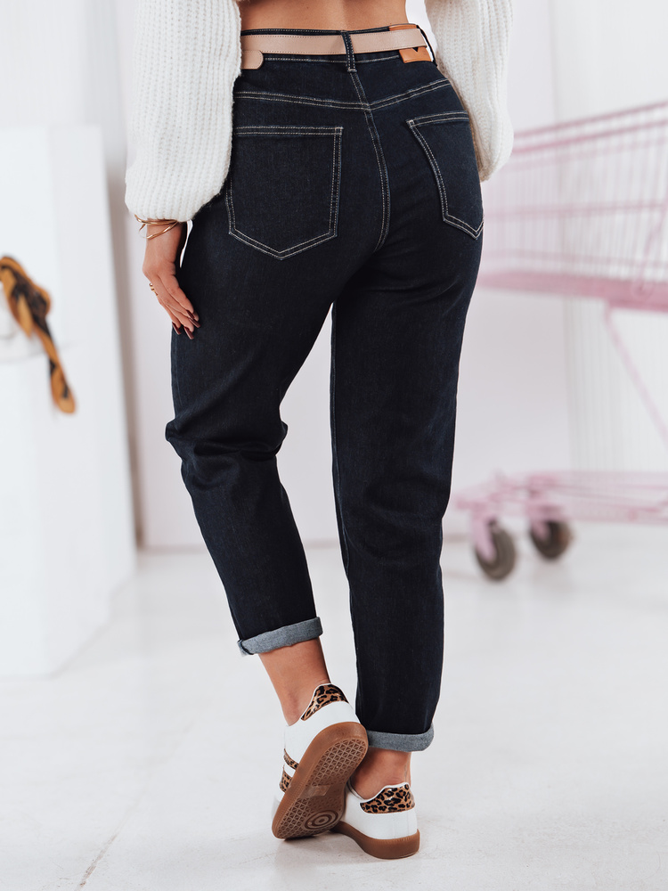 Spodnie damskie jeansowe mom fit STRAIGHTY ciemnogranatowe Dstreet