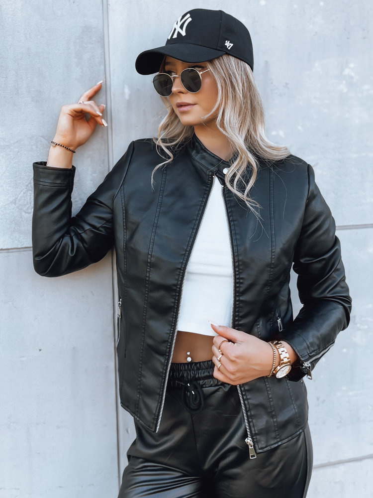 Kurtka damska skórzana TRENDY FUSION czarna Dstreet